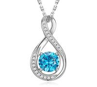 GEMLANTO 925 Sterling Silver Necklace Infinity Created Swiss Blue Topaz November Birthstone Necklaces for Women Birthday Anniversary Christmas Jewellery Gifts for Her Mum Women Girls Friend