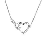 GEMLANTO 925 Sterling Silver Necklace with Cubic Zirconia Infinity Love Heart Pendant Christmas Jewellery Gifts for Women Girls Her Adjustable Chain