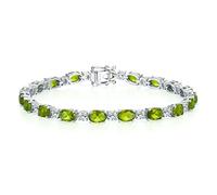 GEMLANTO August Birthstone Bracelets Sterling Silver Created Peridot Tennis Bracelet Cubic Zirconia CZ Bracelets Birthday Christmas Charm Fine Jewellery Gifts for Women Mum Her, 18CM (Aug Peridot)
