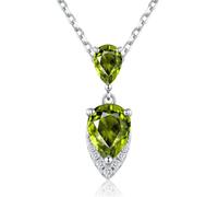 GEMLANTO August Birthstone Necklace for Women 925 Sterling Silver Created Peridot Teardrop Pendant Necklace Birthday Anniversary Fine Jewellery Gifts for Women Mum Girls