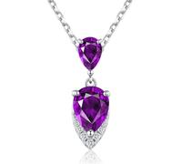 GEMLANTO February Birthstone Necklace for Women 925 Sterling Silver Created Amethyst Teardrop Pendant Necklace Birthday Anniversary Fine Jewellery Gifts for Women Mum Girls