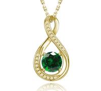 GEMLANTO Infinity Emerald May Birthstone Necklace for Women 925 Sterling Silver Gold Plated Necklace Birthday Anniversary Mothers Day Jewellery Gifts for Mum Women Girls