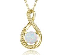 GEMLANTO Infinity Opal October Birthstone Necklace for Women 925 Sterling Silver Gold Plated Necklace Birthday Anniversary Jewellery Gifts for Women Girls Mum