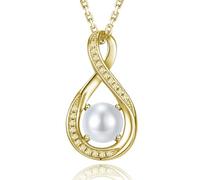 GEMLANTO Infinity Pearl June Birthstone Necklace for Women 925 Sterling Silver Gold Plated Necklace Birthday Anniversary Jewellery Gifts for Women Girls Mum