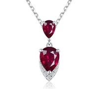 GEMLANTO July Birthstone Necklace for Women 925 Sterling Silver Created Ruby Teardrop Pendant Necklace Birthday Anniversary Fine Jewellery Gifts for Women Mum Girls