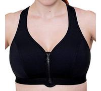 Gemm by Allsortz Ladies Black Zip Front Fastening Sports Bra High Impact Non Wired Active Gym (38 E)