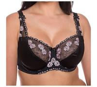 Gemm Ladies Black & Pink Large Bosom Plus Size Bra Underwired Firm Control Bra D - J Cup (36 H)