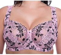 Gemm Ladies Pink & Black Embroidered Large Bosom Lace Underwired Firm Bra Plus Size Cup (42 J)