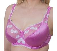 Gemm Ladies Pink & White Large Bosom Plus Size Bra Underwired Firm Control Bra D - J Cup (34 E)