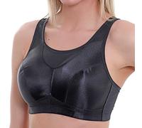 Gemm Ladies Sports Bra up to Plus Sizes for Women High Impact No Bounce Non Wired Large Busts Gym Exercise Yoga Running Athletic Workout Sportswear (46 H, Black)