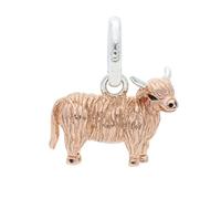 Gemma J Highland Cow Charm in solid silver with rose gold detail.