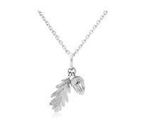 Gemma J Polished Sterling Silver Acorn and Leaf Pendant, 50-60cm