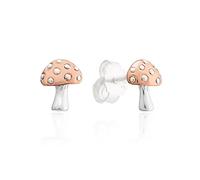GEMMA J Silver Mushroom Stud Earrings, with rose gold detail.