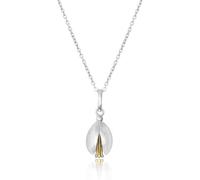 Gemma J Silver Snowdrop Flower Pendant, sterling silver snowdrop flower pendant with yellow gold detail on an adjustable length chain