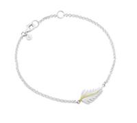 Gemma J Sterling Silver Feather Bracelet - with yellow gold detail and adjustable length.