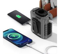 Gemmac 10,000mAh Power Bank Clip Fan with LED Display, Red/Green White Light & 4 Mounts - Portable 3-in-1 Cooling, Charger and Torch USB-C Fan for UK Camping, Festivals, Power Cuts, Cycling, Office