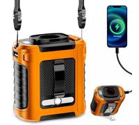 Gemmac 10,000mAh Power Bank Clip Fan with LED Display, Red/Green White Light & 4 Mounts - USB-C Portable 3-in-1 Cooling, Charger and Torch for Camping, Festivals, Power Cuts, Cycling, Office