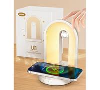 Gemmac 3 in 1 Night Lights Bluetooth Speaker, Music Bedside Lamp with Wireless Charger 15W, Creative Dimmable LED Table Lamp Night Light for Bedroom, Adults Teen Girls Boys Gift, Home Decor