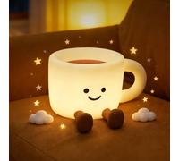 Gemmac Cute Cup Kids Night Light Portable LED Night Lamp USB C Rechargeable Timer Dimmable Soft Silicone Tap Control Lamp with 7 Color Changing Bedside Lamps for Bedroom Decor Birthday Gifts