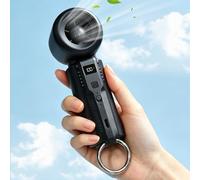 Gemmac Handheld Mini Fan, Portable Hand Held Turbo Fan Battery Operated with LED Display 5 Speed Wind 3000mAh USB Rechargeable Batteries Pocket Design for Outdoor Travel Beach Activities Office Gifts