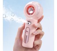 Gemmac Mini Misting Handheld Fan, 4 Speed Portable Hand Held Fans with 2000mAh Battery USB Rechargeable Misting Fan, Pink Personal Water Fans with LED Display for Home Travel Camping Outdoor Gifts