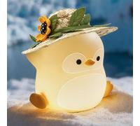 Gemmac Penguin Night Light, Silicone Squishy Touch LED USB Rechargeable Lamps Cute Animal Themed 7 Colors Bedside Lamp Kawaii Dimmable Night Lights with Timer Room Decor Birthday Gifts Party Travel
