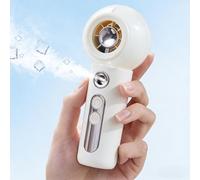 Gemmac Portable Misting Handheld Fan, Mini Fan with Water Mist Spray 4 Speed 2000mAh USB Rechargeable Battery White Pocket Fan, Cooling Personal Turbo Fans for Home Office Camping, Outdoor, Beach