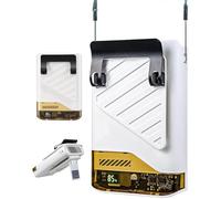 Gemmac White Portable Waist Fan, USB C Rechargeable Powerful Handheld Fan with LED Display 5-Speed Quiet Personal Clip with Neck Lanyard Hand-free Stand for Outdoor Working Sports Camping Farm Jobsite