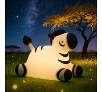 Gemmac Zebra Silicone Kids Night Light, Kawaii 7 Colors LED Cute Bedside Night Lights Squishy Touch Control USB Rechargeable Dimmable Lamp with Timer Adults Bedroom Animal Decor Birthday Gifts Travel