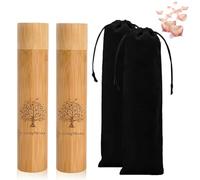 GEMMAHW 2 Pcs Small Scatter Tubes for Ashes, 9''× 2'' Scattering Urns for Ashes Adult, Pet Urns for Dogs Ashes, Bamboo Pet Ashes Urns, Memorial Containers for Ashes with Pouch & Petal