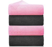 GEMMAHW 4Pcs African Net Sponge, 80x30cm Long African Exfoliating Net, Nylon Back Scrubbers Shower Sponge Body Sponge, Bath Wash Cloth for Men and Women Deep Cleaning (Pink, Black)
