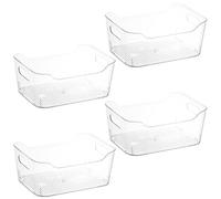 GEMMAHW 4Pcs Clear Drawer Organiser Tray Set - Clear Plastic Containers Organizers for Kitchen Cupboards, Acrylic Bathroom Drawer Organiser Versatile Storage Organiser Box for Fridge, Desk, Pantry