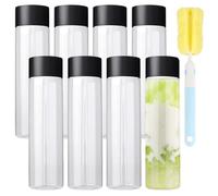 GEMMAHW 8Pcs 500ml Plastic Juice Bottles with Lids, Clear PET Plastic Bottles, Empty Reusable Smoothie Bottle for Juice, Milk, Homemade Beverages