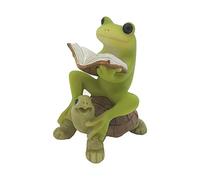 Gemmia Miniature Fairy Garden Frog Figurine- Mini Reading Frog on Tortoise