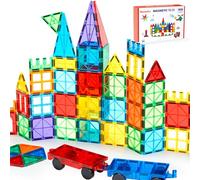 Gemmicc Magnetic Tiles 100 PCS with 2 Cars, STEM Approved Educational Magnet BuildingToys, Magnet Puzzles Stacking Blocks for Boys Girls
