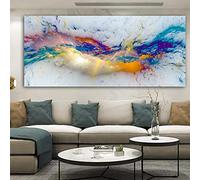 GEMMII Colorful Clouds Modern Abstract Oil Painting Extra Large Canvas Prints Think Independe Wall Picture for Living Room Poster And Print 70x140cm Framed