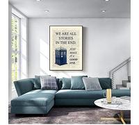 GEMMII Dr Who Classic TV Show Poster Prints Tardis We Are All Stories In The End Dictionary Page Art Canvas Prints Wall Art XXL Picture 29.7x42cm Frameless