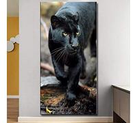 GEMMII Frame Pictures on Canvas Frame, Abstract Animal Black Panther Wall Art Painting HD Print Poster Panel Bedroom Home Decor Artwork Picture 60x85cm Framed