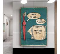 GEMMII I Hate My Jobs Funny Toothbrush And Toilet Paper Poster Print Unique Humorous canvas prints Wall Art Wall Art Picture Bathroom Decor 42x60cm Frameless