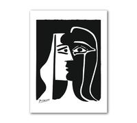 GEMMII Pablo Picasso Kiss Canvas Prints Large Framed, Black and White Abstract Canvas Painting Simplicity Decoration Framed Wall Art Pictures 42x60cm Framework