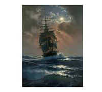 GEMMII Pirate Ship Painting Wall Art Vintage Sailing Ships Poster boating ship Print Wall Art Picture Office Decor 70x100cm Frameless