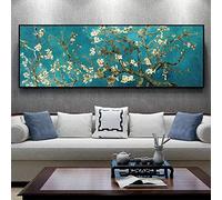GEMMII Print by Vincent Van Gogh Canvas Wall Art for Living Room XXL Painting Branch from a Van Gogh Motif Almond Tree in Blossom 1890 Modern 70x210cm Frameless