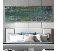 GEMMII Water Lilies By Claude Canvas Pictures Wall Art, Monet Famous Canvas Wall Art Posters And Prints Impressionist Art Pictures Wall Decor 50x150cm Frameless