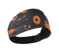 Gemmy Aliens Design Orange Hallowen no slip workout headbands Stretchy head sweat bands for women for Volleyball Yoga Running basketball vinchas para el cabello de mujer