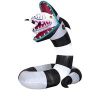 GEMMY GE227862 6 Foot Beetlejuice Sandworm Light Up Halloween Inflatable Lawn Decoration, Black/White/Red