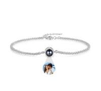 GemMyShin Custom Bracelet with Picture Inside Personalized Bracelet with Picture Silver Gold Rose Gold Women Bracelet Memorial Bracelet for Christmas Gift, M, Brass, No Gemstones