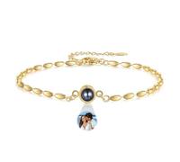 GemMyShin Custom Bracelet with Picture Inside Personalized Bracelet with Picture Silver Gold Rose Gold Women Bracelet Memorial Bracelet for Christmas Gift, M, Brass, No Gemstone