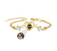 GemMyShin Custom Bracelet with Picture Inside Personalized Bracelet with Picture Silver Gold Rose Gold Women Bracelet Memorial Bracelet for Christmas Gift, M, Brass, No Gemstone