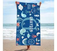 GemMyShin Personalized Beach Towels - Custom Name Marine Life Design, Soft Microfiber, Sand Free, Quick Dry Beach Towels for Swimming Pool Vacation, Summer Gift for Kids & Adults, Travel, Sports