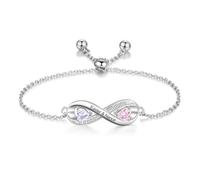 GemMyShin Personalized Birthstone Bracelets for Women Infinity Love Adjustable Bracelet with 2-5 Birthstones Jewelry Mother's Day Gift for Mom Daughter Wife Grandma, 2XL, Copper, Cubic Zirconia